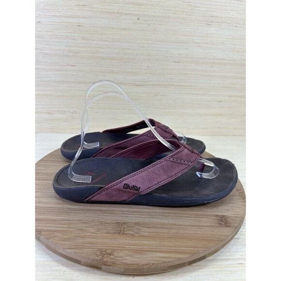 Olukai Ohana Red Leather Beach Sandals Unisex Mens 9 Womens 10.5 - Picture 3 of 7